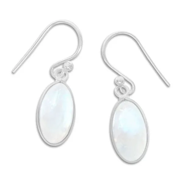 Ohrhänger|Edelstein Ohrringe|Elfen Schmuck Ovale Mondstein Ohrringe Ohrhänger 925 Silber
