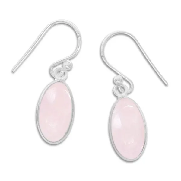 Ohrhänger|Edelstein Ohrringe|Elfen Schmuck Ovale Rosenquarz Ohrringe Ohrhänger 925 Silber