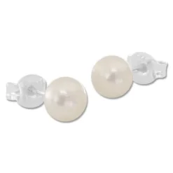 Ohrstecker|Silber Ohrstecker|Elfen Schmuck Perlen Ohrstecker Süßwasserperlen weiß 5 mm 925 Silber