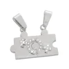 Anhänger Für Herren|Anhänger Für Damen|Elfen Schmuck Puzzle Partner Anhänger männlich/weiblich aus Edelstahl mit Zirkonia