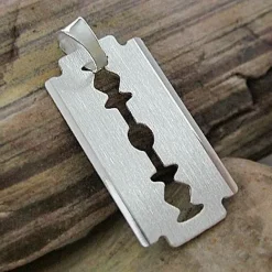 Anhänger Für Herren|Silber Anhänger|Elfen Schmuck Rasierklingen Anhänger mattiert 925 Silber