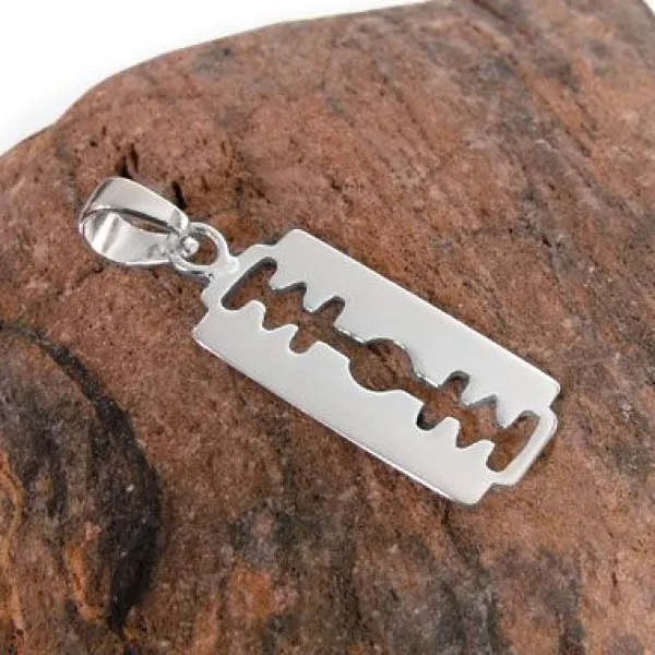 Anhänger Für Herren|Anhänger Für Damen|Elfen Schmuck Rasierklingen Anhänger 925 Silber