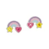 Ohrstecker|Silber Ohrstecker|Elfen Schmuck Regenbogen Herz und Stern Ohrstecker mit Kristallen 925 Silber