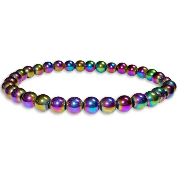 Herrenarmbänder|Damenarmbänder|Elfen Schmuck Regenbogen Hämatit Kugel Armband 6 mm 19,5 cm