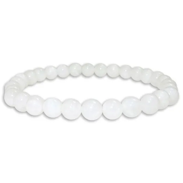 Damenarmbänder|Kugelarmbänder|Elfen Schmuck Regenbogenmondstein weiß Kugel Armband 6 mm 19 cm