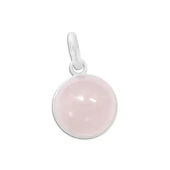 Anhänger Für Damen|Edelstein Anhänger In Silber|Elfen Schmuck Rosenquarz Anhänger rund 925 Silber B-Ware