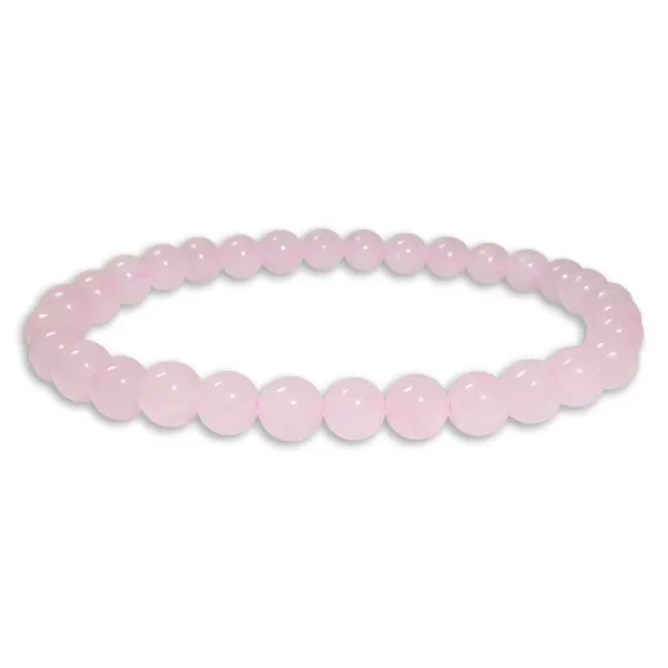Damenarmbänder|Kugelarmbänder|Elfen Schmuck Rosenquarz Kugel Armband 6 mm 18,5 cm