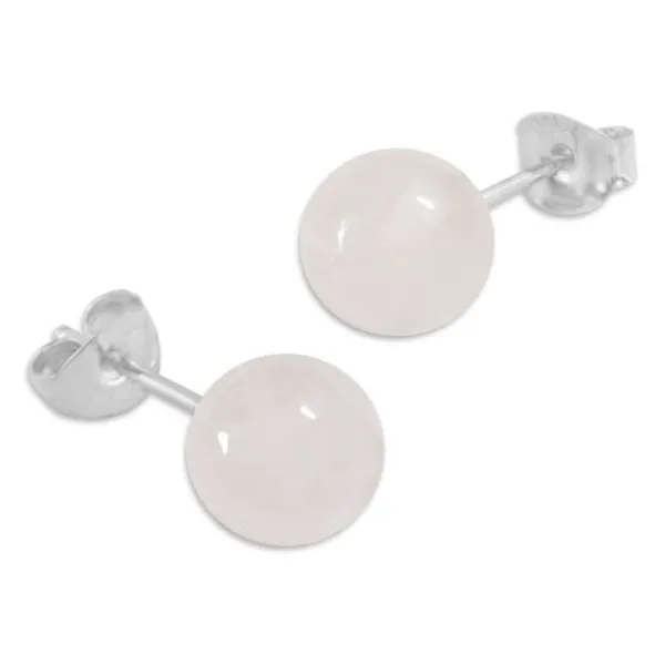 Ohrstecker|Edelstein Ohrringe|Elfen Schmuck Rosenquarz Ohrstecker hell rosa 8 mm 925 Silber
