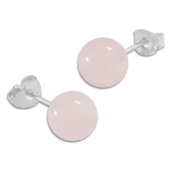 Ohrstecker|Edelstein Ohrringe|Elfen Schmuck Rosenquarz Ohrstecker 8 mm 925 Silber