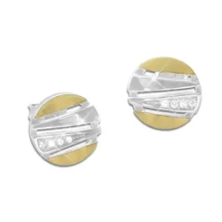 Ohrstecker|Silber Ohrstecker|Elfen Schmuck Runde Ohrstecker bicolor mit Zirkonia 925 Silber