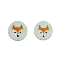 Ohrstecker|Silber Ohrstecker|Elfen Schmuck Runde Ohrstecker mit Fuchs-Kopf 925 Silber