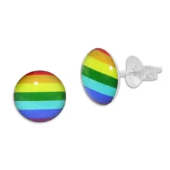 Ohrstecker|Ohrstecker|Elfen Schmuck Runde Ohrstecker Regenbogen 925 Silber