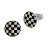 Ohrstecker|Ohrstecker|Elfen Schmuck Runde Ohrstecker Schachbrett schwarz cremeweiß 10 mm Edelstahl