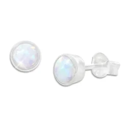 Ohrstecker|Silber Ohrstecker|Elfen Schmuck Runde Opal Ohrstecker 5 mm 925 Silber