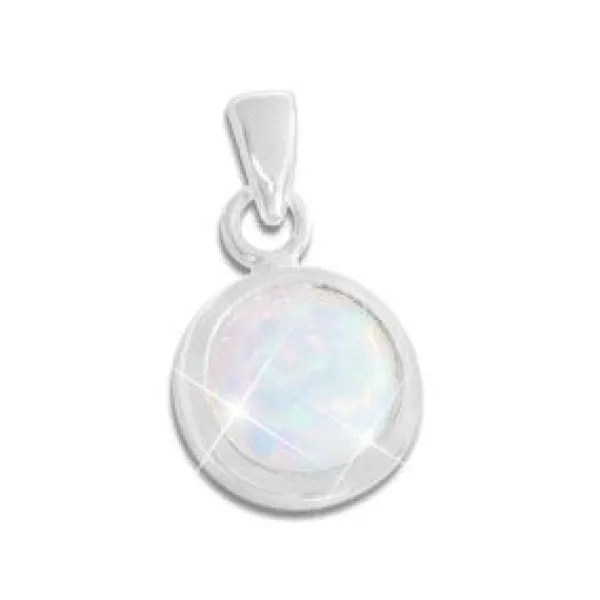 Anhänger Für Damen|Silber Anhänger|Elfen Schmuck Runder Opal Anhänger 10 mm 925 Silber