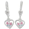 Ohrhänger|Silber Ohrhänger|Elfen Schmuck Schmetterlings Ohrringe für Kinder Herz rosa blau 925 Silber