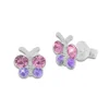 Ohrstecker|Silber Ohrstecker|Elfen Schmuck Schmetterlings Ohrstecker mit rosa / lila Strass Steinen 925 Silber