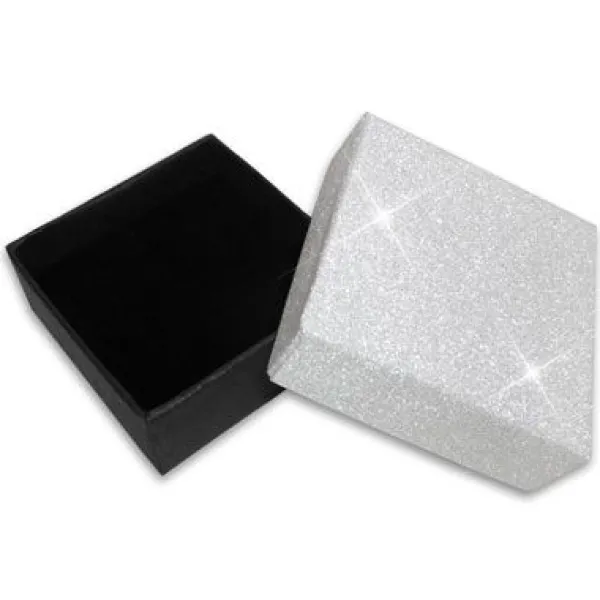 Anhänger Etuis|Ohrring Etuis|Elfen Schmuck Schmuckbox Glitzer silber 55 x 55 x 25 mm