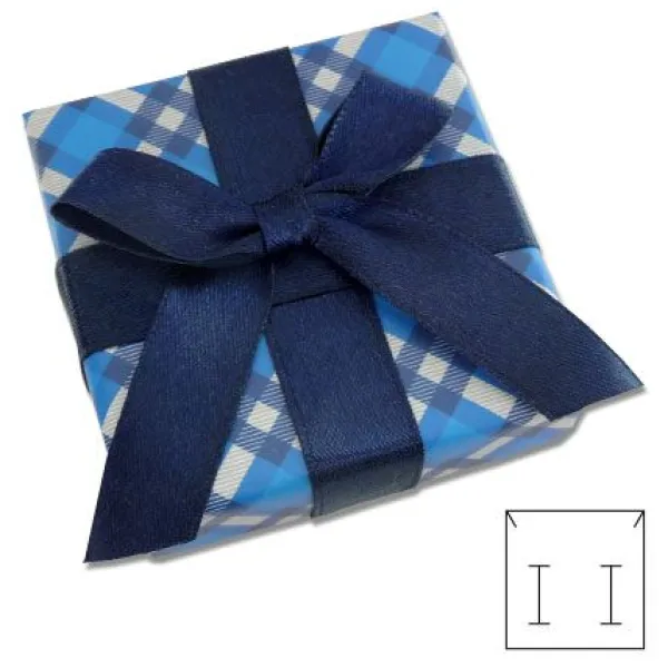 Anhänger Etuis|Ohrring Etuis|Elfen Schmuck Schmucketui blau kariert mit Schleife 55 x 55 x 28 mm