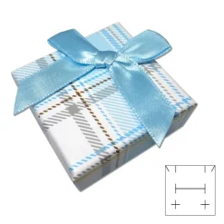 Anhänger Etuis|Ohrring Etuis|Elfen Schmuck Schmuckschachtel Karo weiß / hellblau mit Schleife 45 x 45 x 22 mm