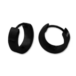 Klapp-creolen|Klapp-creolen|Elfen Schmuck Schwarze Creolen Edelstahl 13 x 4 mm mattiert