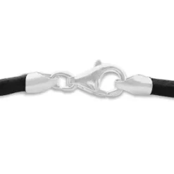 Damenketten|Elfen Schmuck Schwarzes Lederband 3 mm 42 cm mit 925 Silber Verschluss