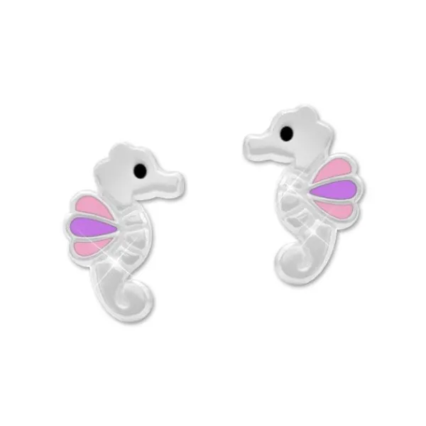 Ohrstecker|Silber Ohrstecker|Elfen Schmuck Seepferdchen Kinder Ohrringe rosa lila 925 Silber