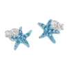 Ohrstecker|Ohrstecker|Elfen Schmuck Seestern Ohrstecker hellblau mit Strass 925 Silber