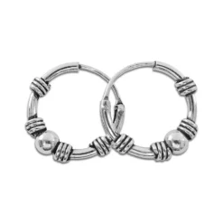 Creolen|Creolen|Elfen Schmuck Silber Bali Creolen mit Kugel 925 Silber 12 mm