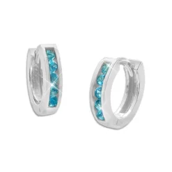 Klapp-creolen|Silber Klapp-Creolen|Elfen Schmuck Silber Creolen mit Strass Steinen in aqua türkis 925 Silber
