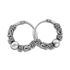 Creolen|Creolen|Elfen Schmuck Silberschmuck Creolen mit 3 mm Kugeln 925 Silber 12 mm