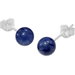 Ohrstecker|Edelstein Ohrringe|Elfen Schmuck Sodalith Ohrstecker 6 mm 925 Silber