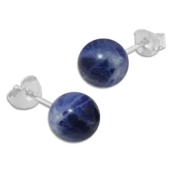 Ohrstecker|Edelstein Ohrringe|Elfen Schmuck Sodalith Ohrstecker 8 mm 925 Silber