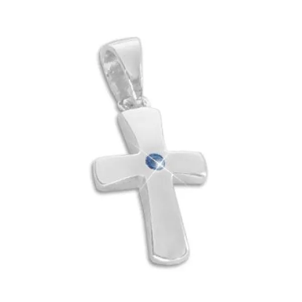 Anhänger Für Kinder|Silber Anhänger|Elfen Schmuck Taufkreuz Anhänger mit Safir 925 Silber