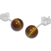 Ohrstecker|Edelstein Ohrringe|Elfen Schmuck Tigerauge Ohrstecker 6 mm 925 Silber