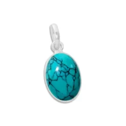 Anhänger Für Damen|Edelstein Anhänger In Silber|Elfen Schmuck Türkis Anhänger oval 925 Silber