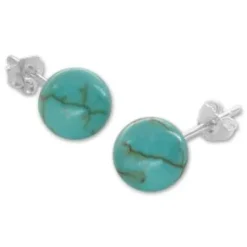 Ohrstecker|Edelstein Ohrringe|Elfen Schmuck Türkis Ohrstecker 8 mm 925 Silber