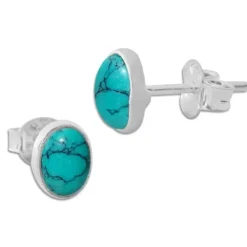 Ohrstecker|Edelstein Ohrringe|Elfen Schmuck Türkis Ohrstecker oval 925 Silber