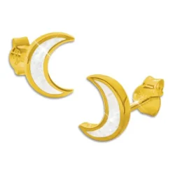 Ohrstecker|Silber Ohrstecker|Elfen Schmuck Vergoldete Opal Ohrstecker Mond 925 Silber
