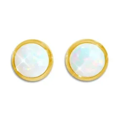 Ohrstecker|Silber Ohrstecker|Elfen Schmuck Vergoldete Opal Ohrstecker 8 mm rund 925 Silber