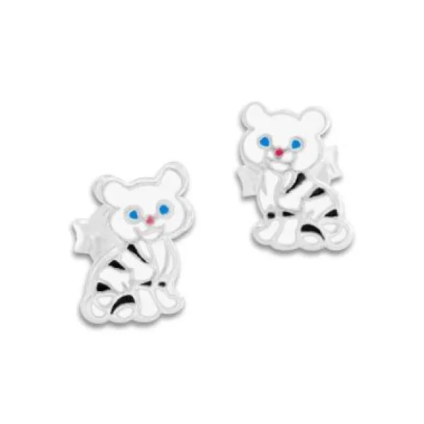 Ohrstecker|Silber Ohrstecker|Elfen Schmuck Weißer Tiger Ohrstecker 925 Silber