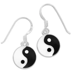 Ohrhänger|Silber Ohrhänger|Elfen Schmuck Yin Yang Ohrringe Ohrhänger 12 mm 925 Silber
